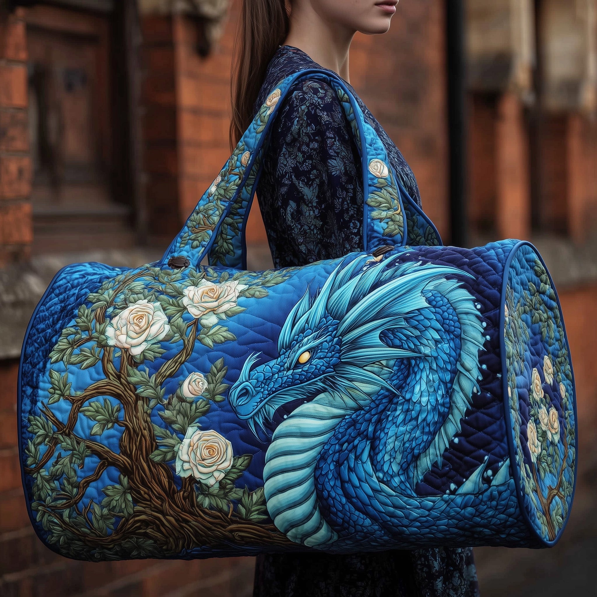 Blue Dragon Quilted Duffle Bag Practical And Versatile