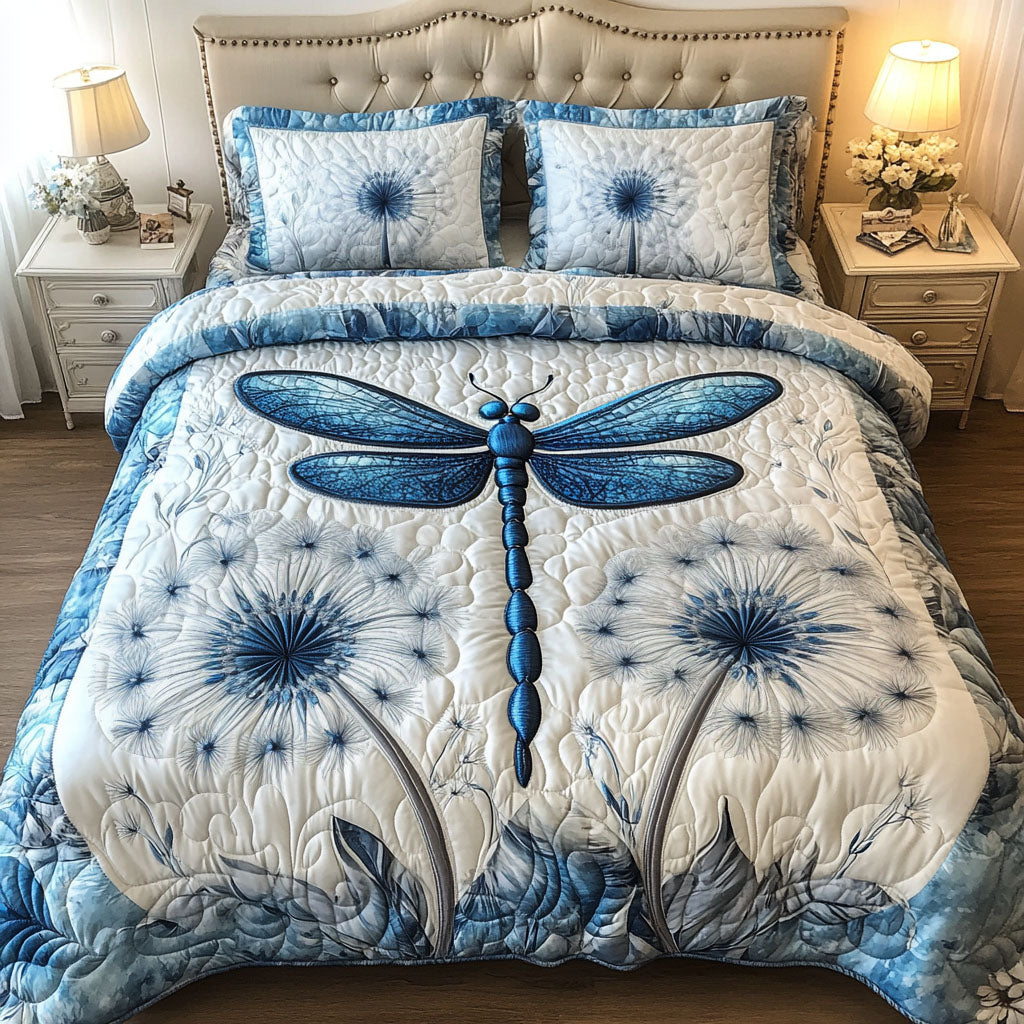 Blue Dragonfly Dreams Quilted Bedding Set Bedroom Decor Best Dragonfly Christmas Gifts