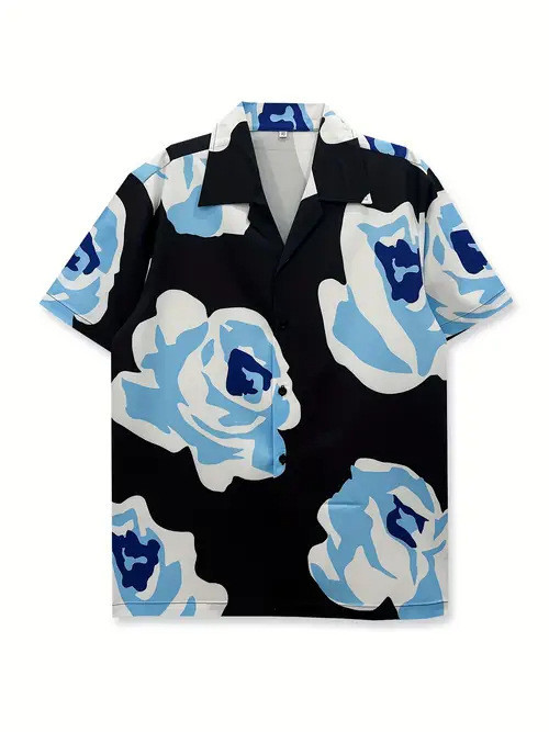 Blue Flower Bones Hawaiian Shirt Flower Pattern Abstract Flower Shirt Unique Presents