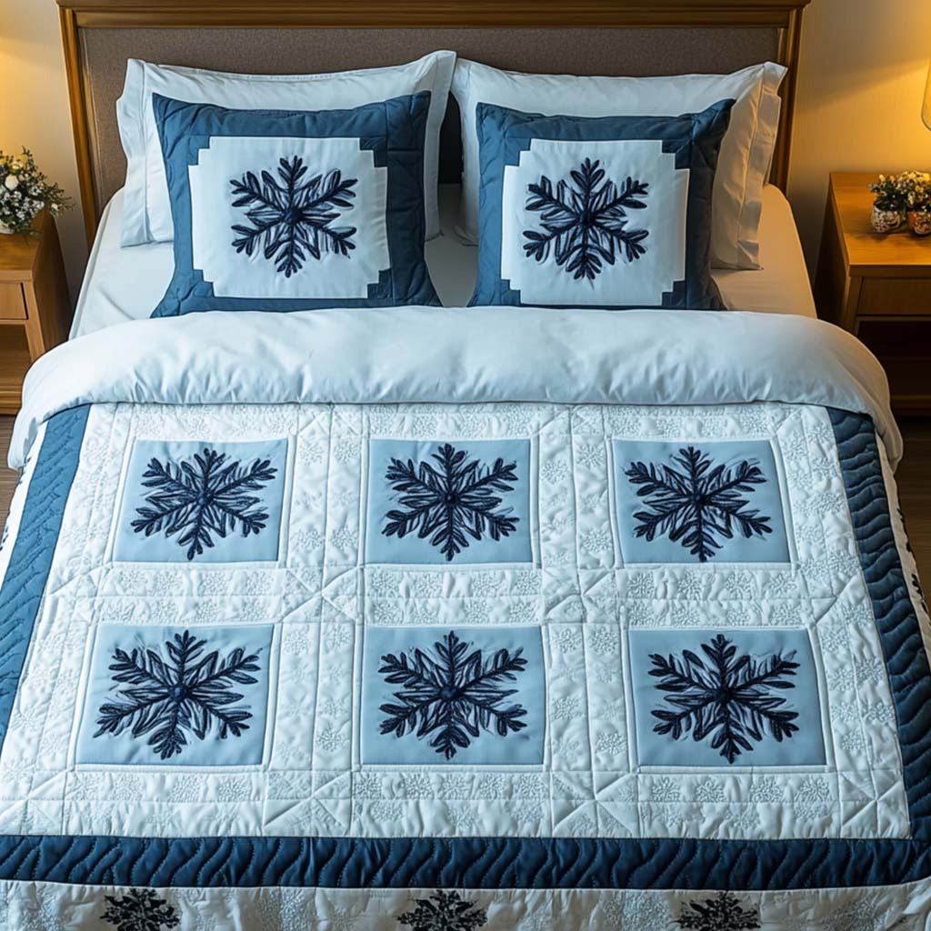 Blue Frost Quilted Bedding Set Duvet Cover Queen Unique Dad Gifts For Father's Day