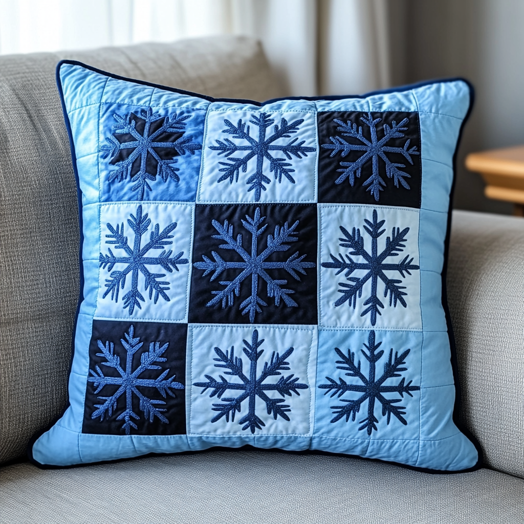 Blue Frost Quilted Pillow Case Christmas Pillow Case for Sofa