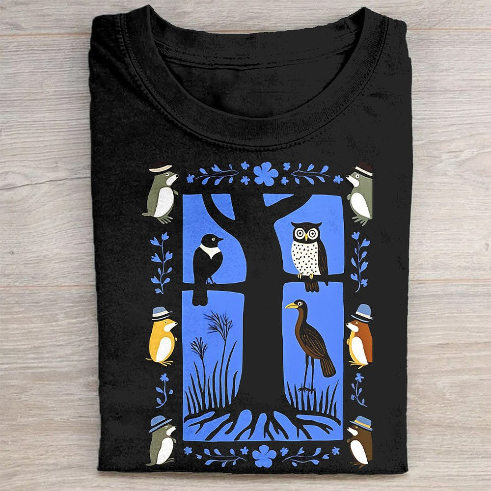 Blue Graphic Design Black T-Shirt Trendy Abstract Art Tee For Men Women