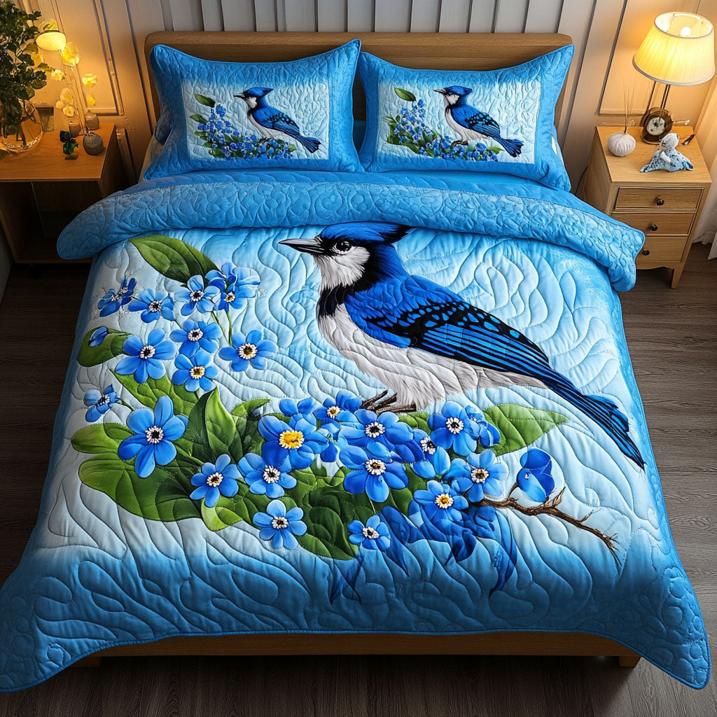 Blue Haven Quilted Bedding Set Bed Room Decoration Gifts For Birders