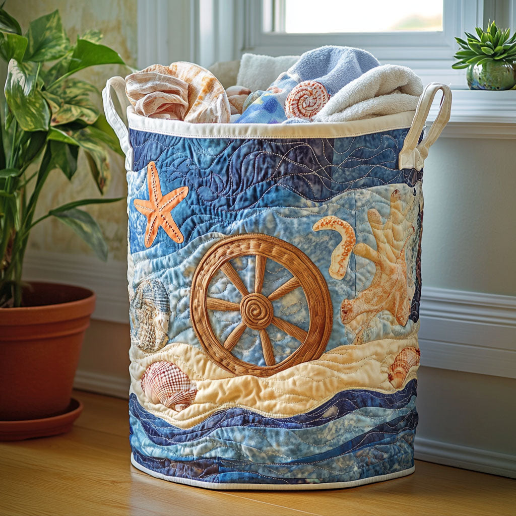 Blue Horizon Quilted Laundry Basket Holiday Season Merch
