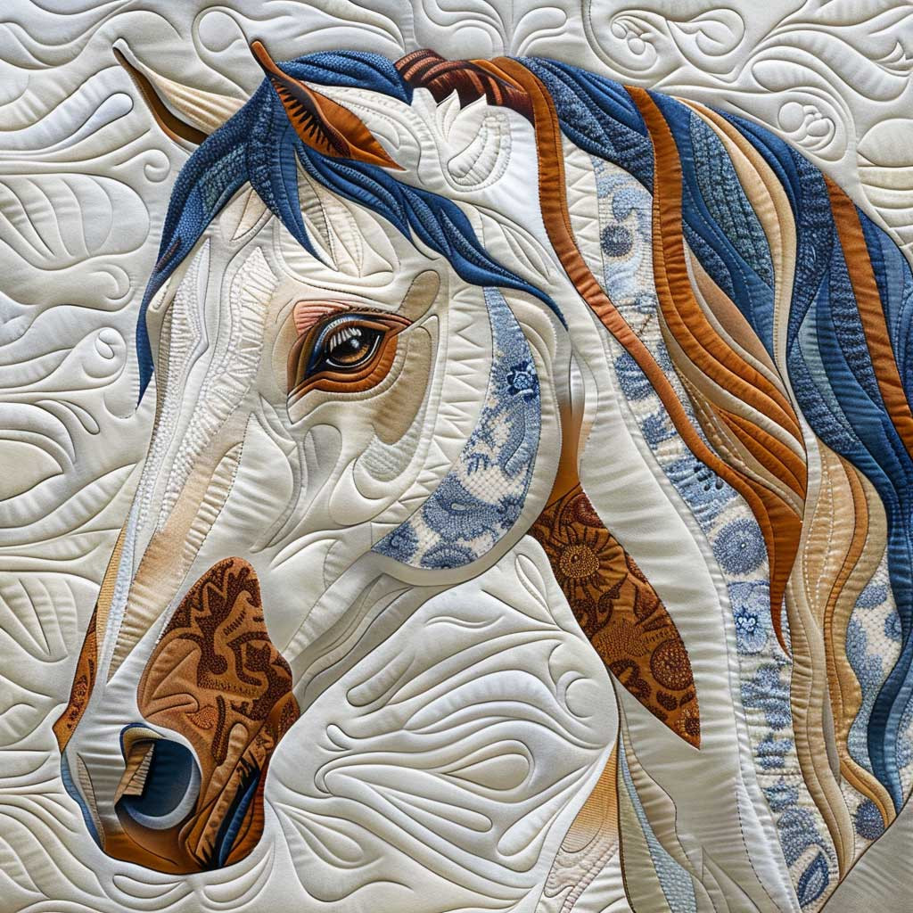 Blue Horse Quilt Blanket Throw Blankets For Couch Mother's Day Gifts For Grandma