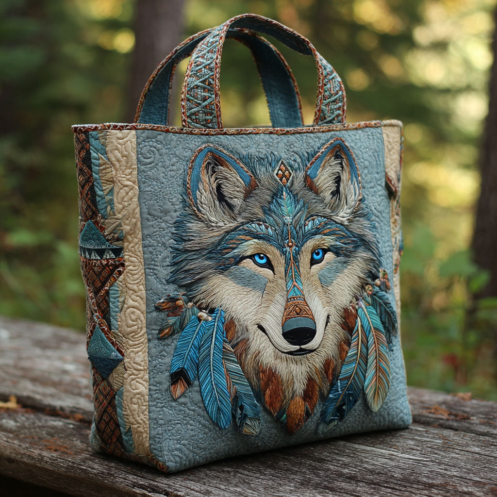 Blue Howl Quilted Tote Bag Gifts For People Who Like Wolves