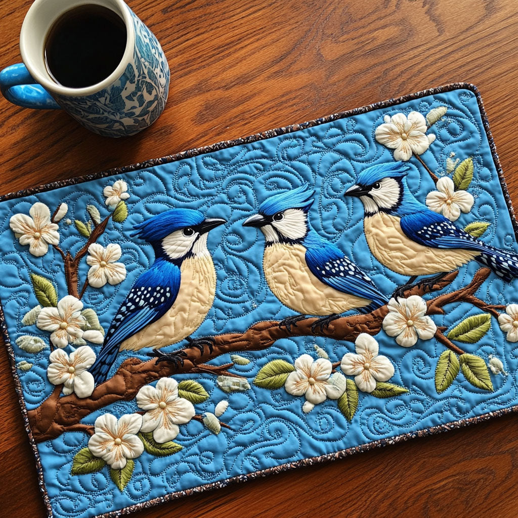 Blue Jay Whisper Quilted Placemat House Decor Items Cool Gifts For Birdwatchers