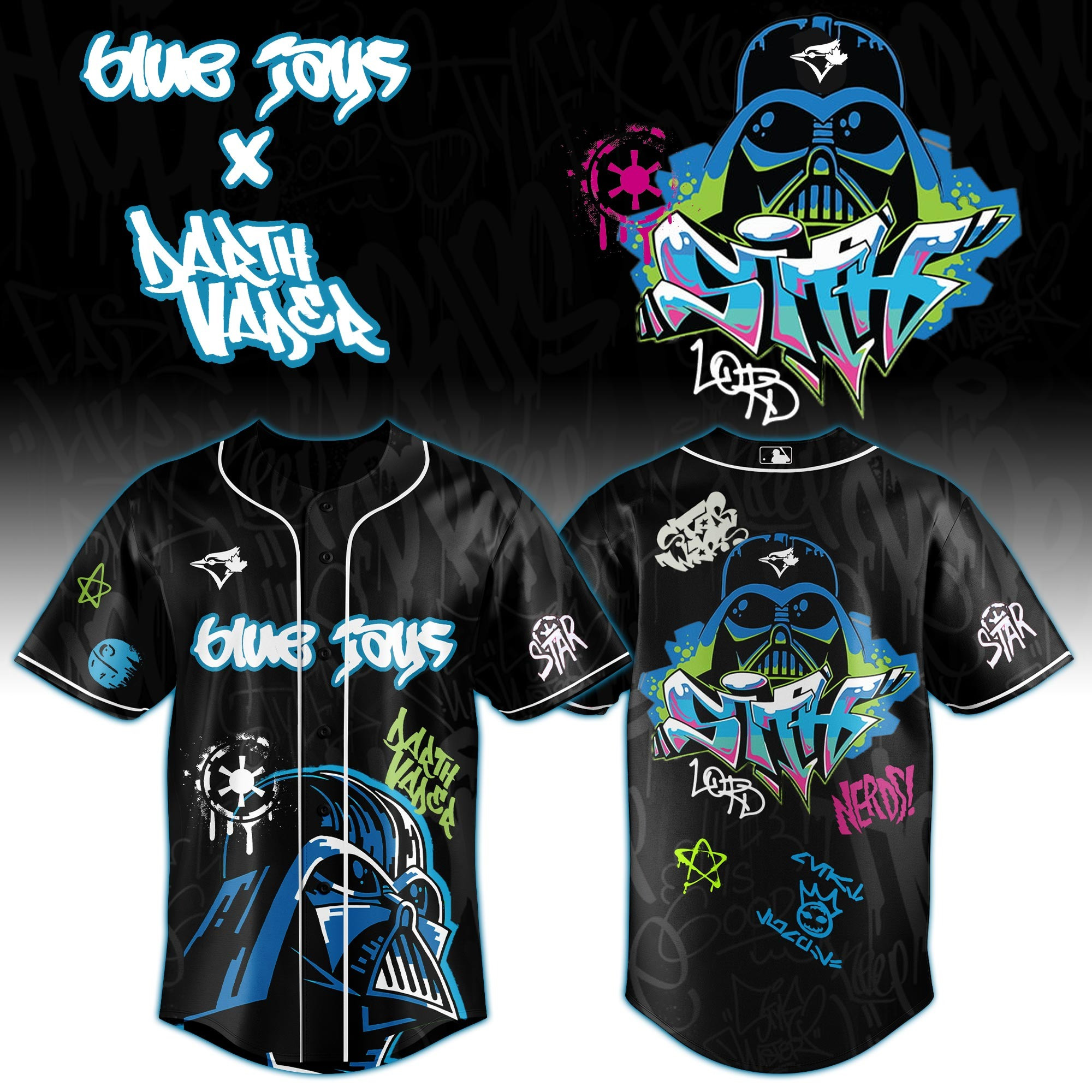 Blue Jays x Graffiti STAR WAR Baseball Jersey 2025 Baseball Team Gift Ideas