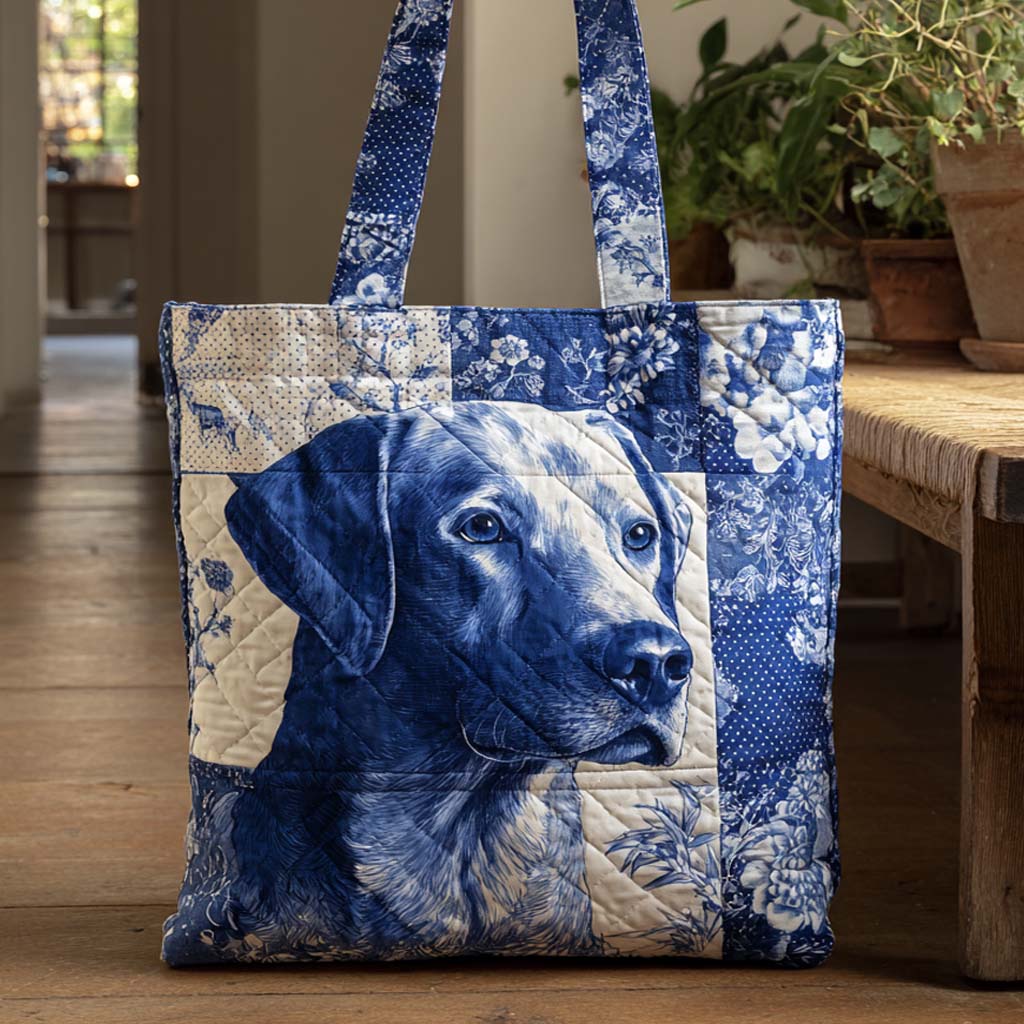 Blue Labrador Charm Quilted Tote Bag Dog Mom Mother's Day Gifts