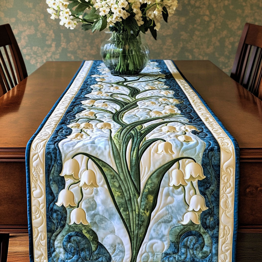 Blue Lily Elegance Quilted Table Runner Kitchen Table Decor Ideas Presents For Flower Lovers