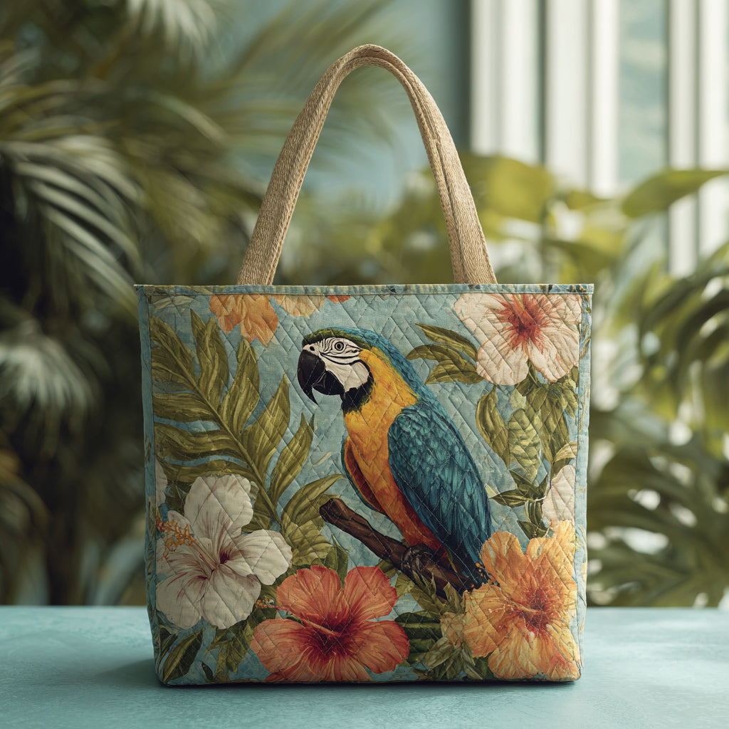 Blue Macaw Tropics Quilted Tote Bag Family Xmas Presents