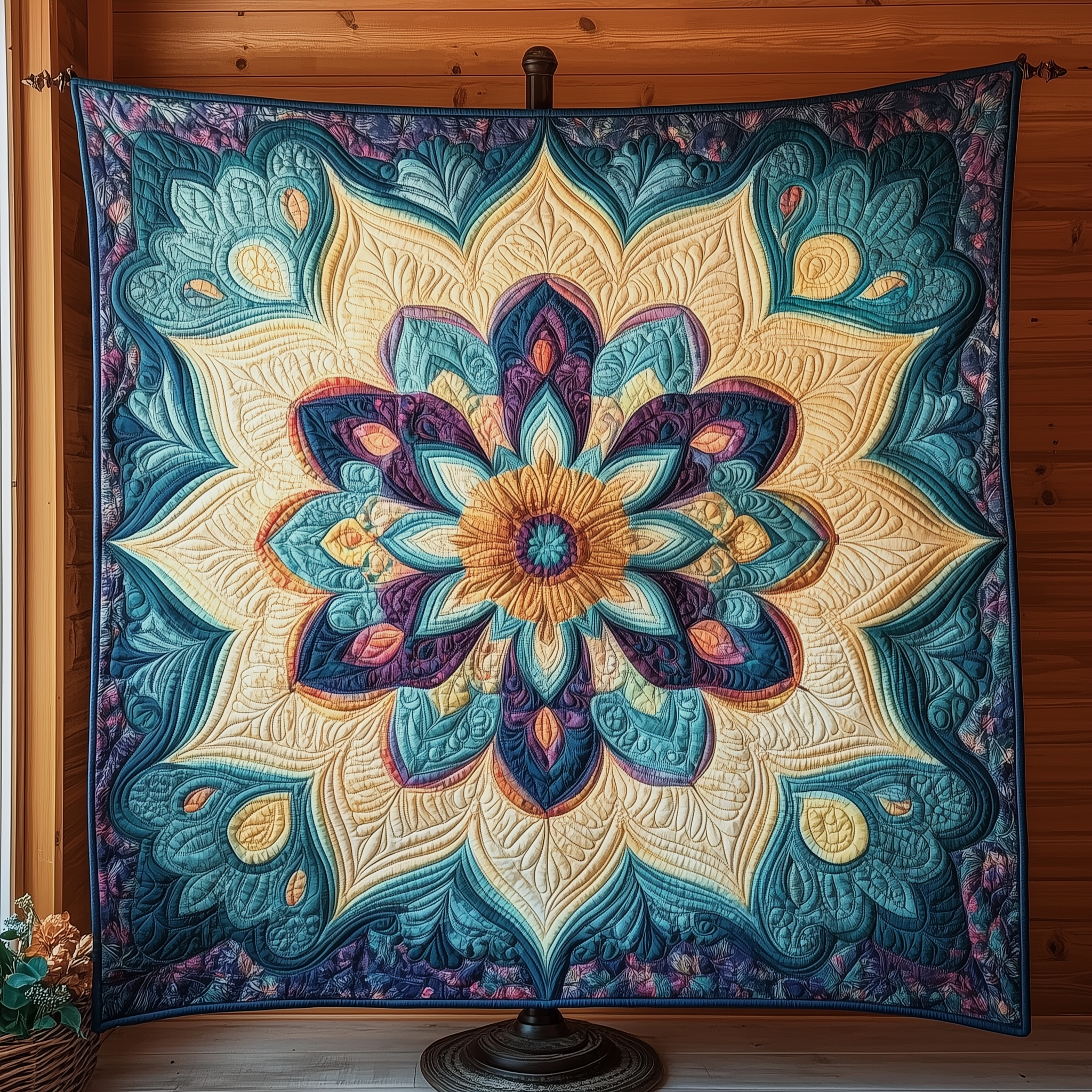 Blue Mandala Quilted Blanket Christmas Quilted Blanket Christmas Gifts For Mom