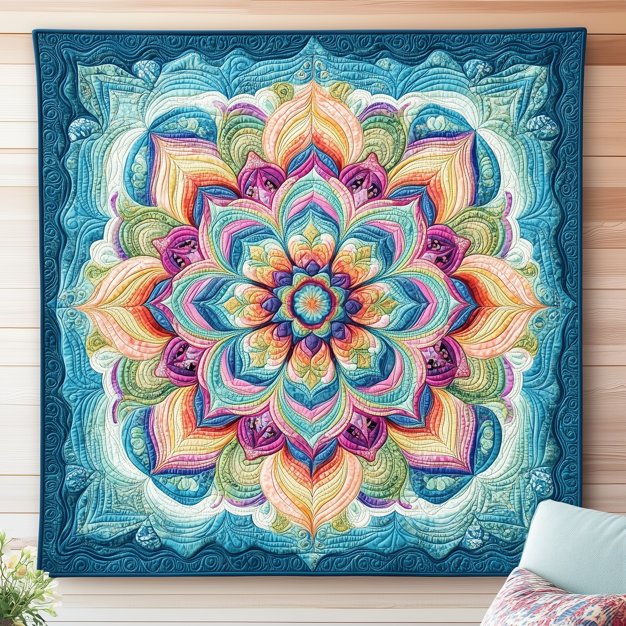 Blue Mandala Quilted Blanket Christmas Throw Blanket Christmas Gifts For Grandparents