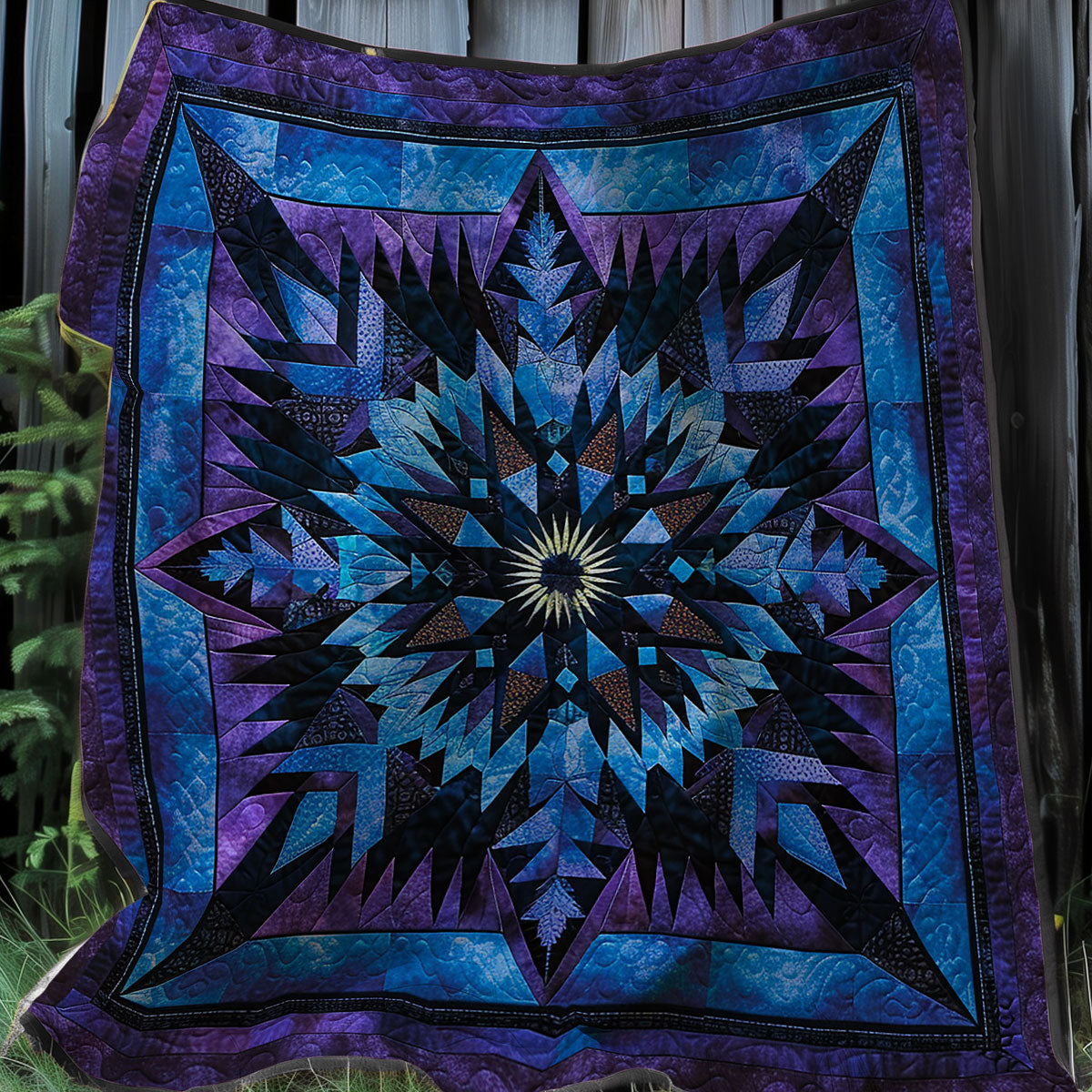 Blue Native American Star Quilt Blanket King Size Blanket Patriotic Gifts For Dad
