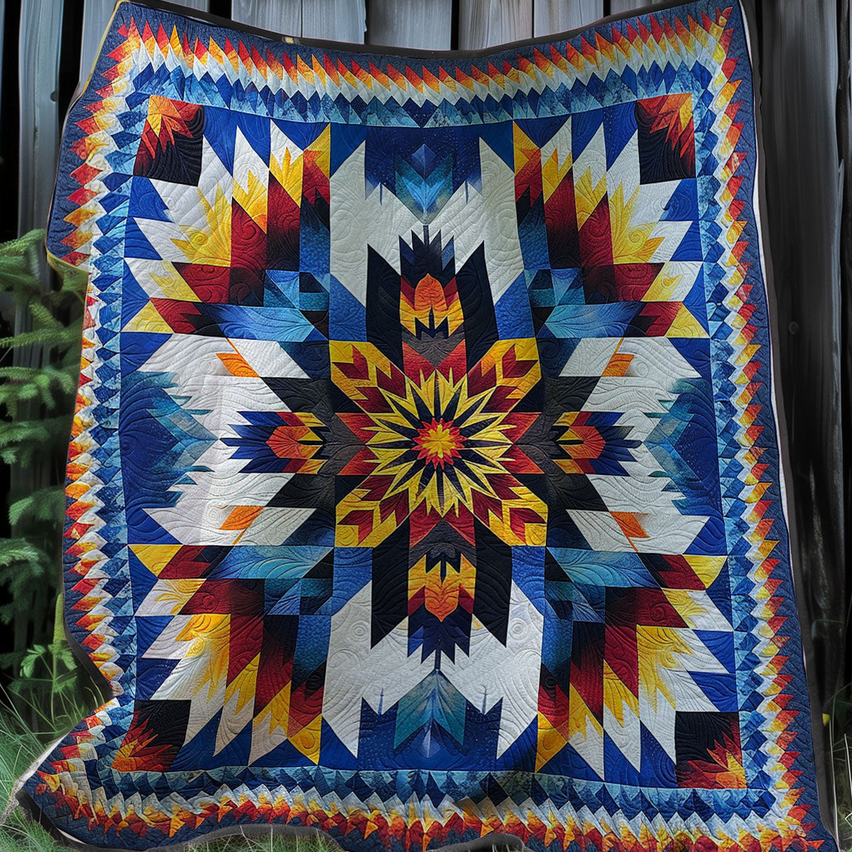 Blue Native American Star Quilt Blanket Throw Blankets For Couch Meaningful Gifts For Grandparents