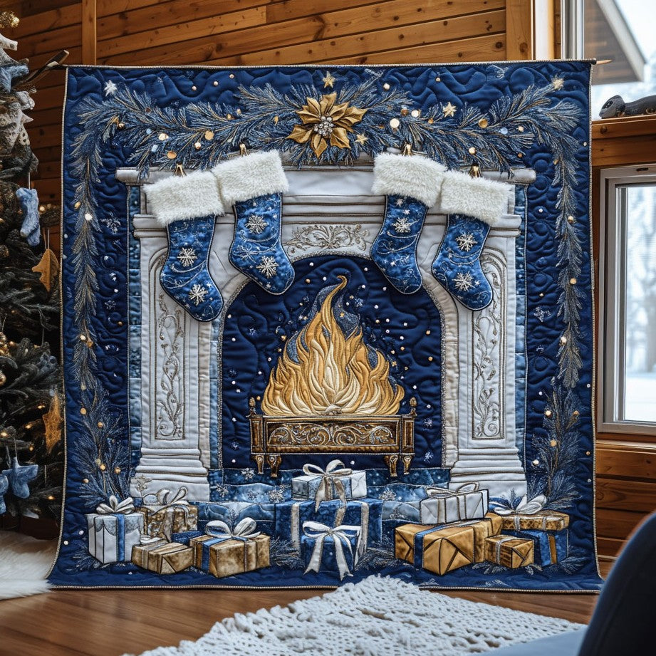 Blue Noel Quilt Charming Quilt Blanket Gift for Festive Spirit