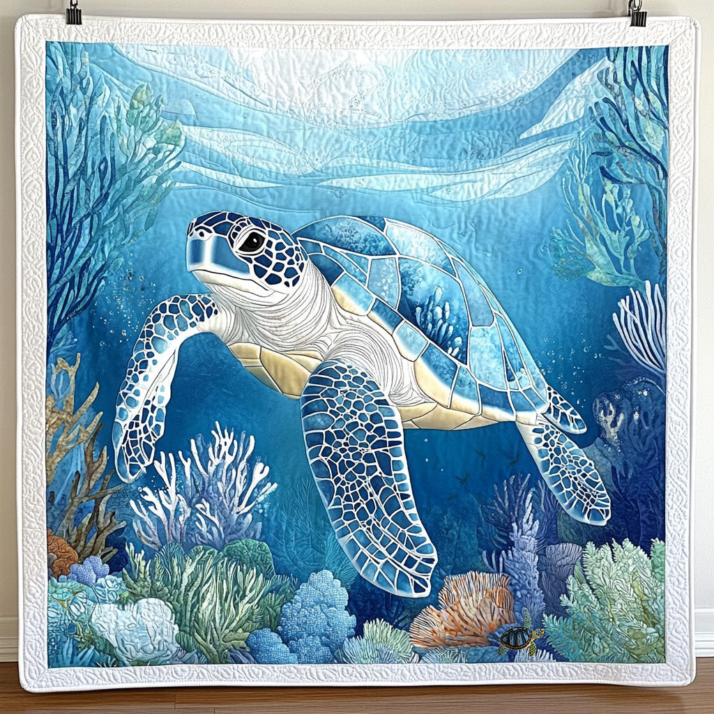 Blue Ocean Turtle Quilt Blanket Large Sofa Throws Mother'sDay Gifts From Daughter
