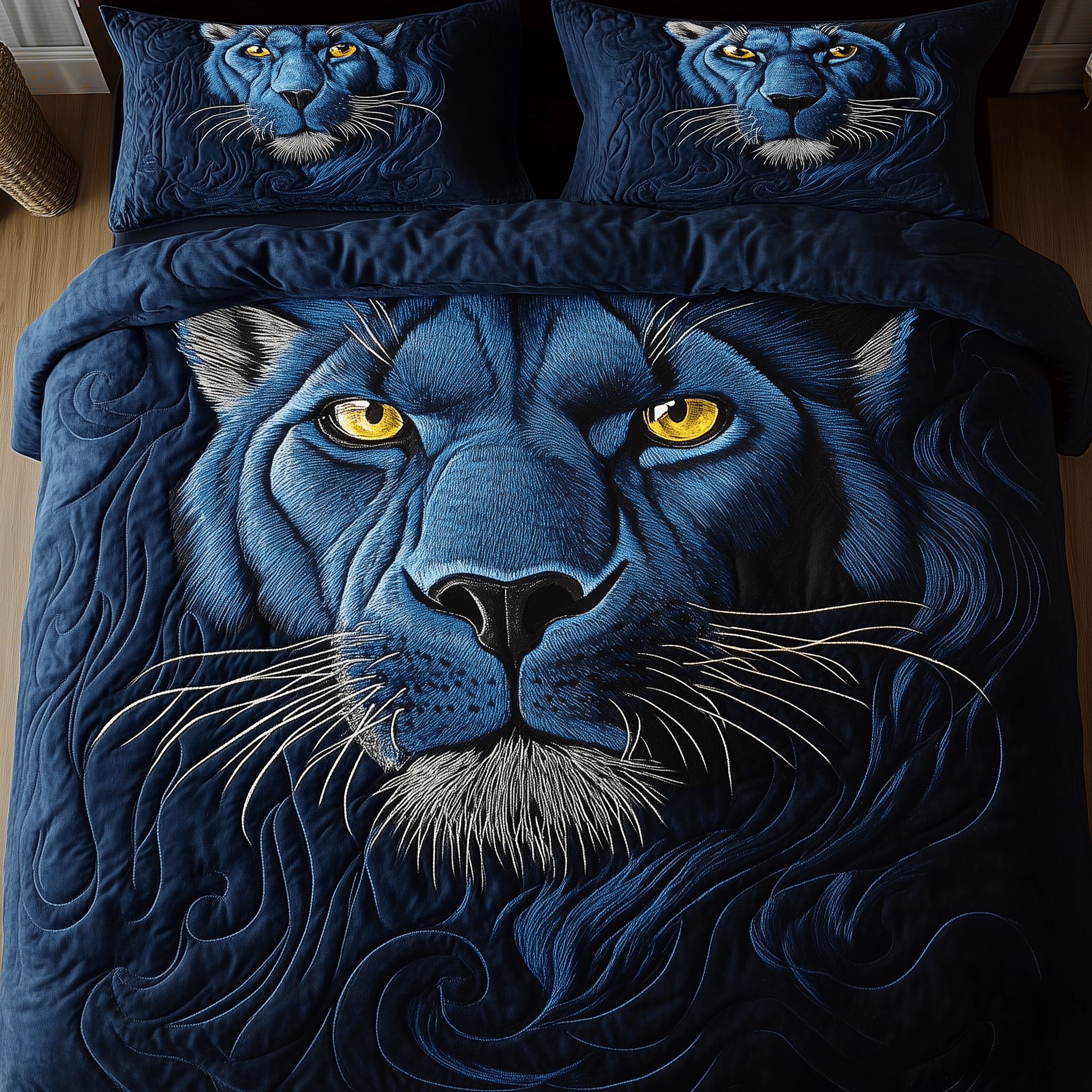 Blue Panther Quilted Bedding Set Christmas Gift Ideas For Brother And Sister In Law