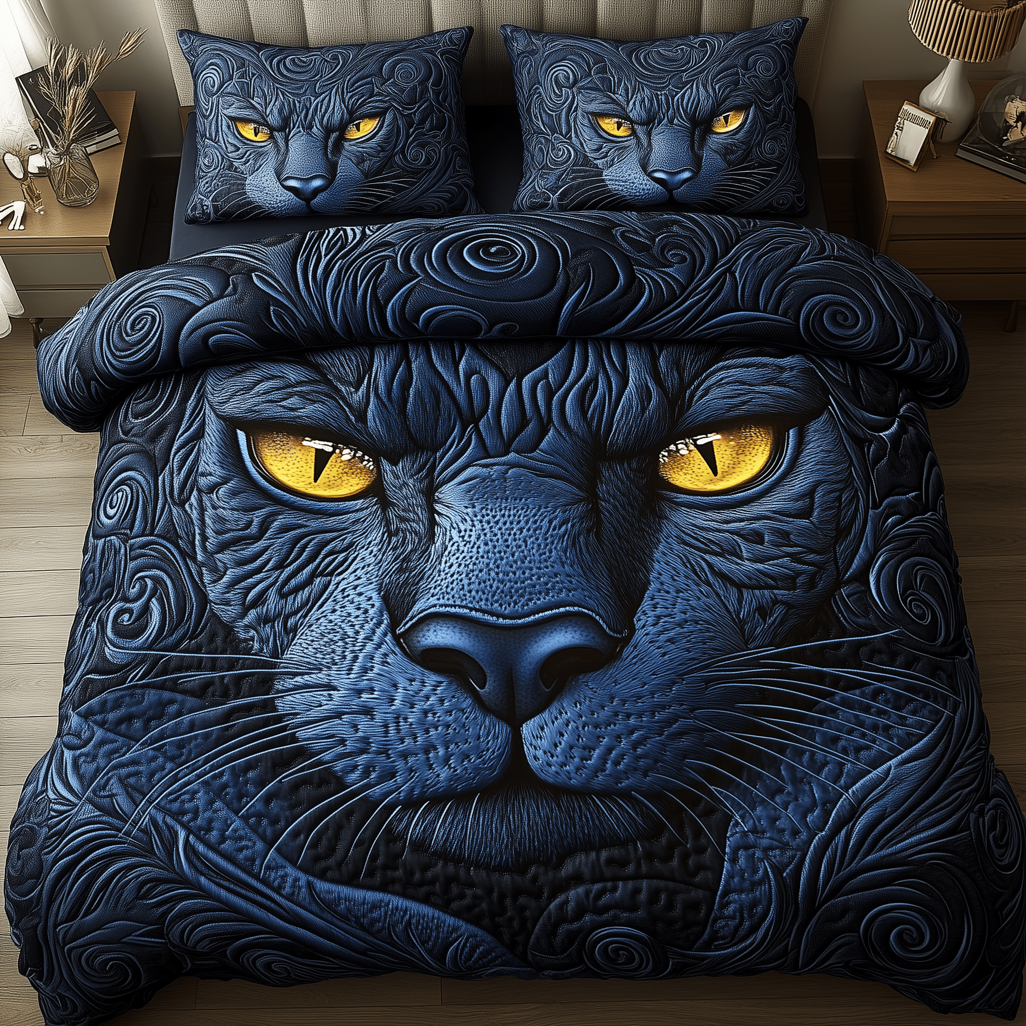 Blue Panther Quilted Bedding Set Christmas Gifts For My Brother
