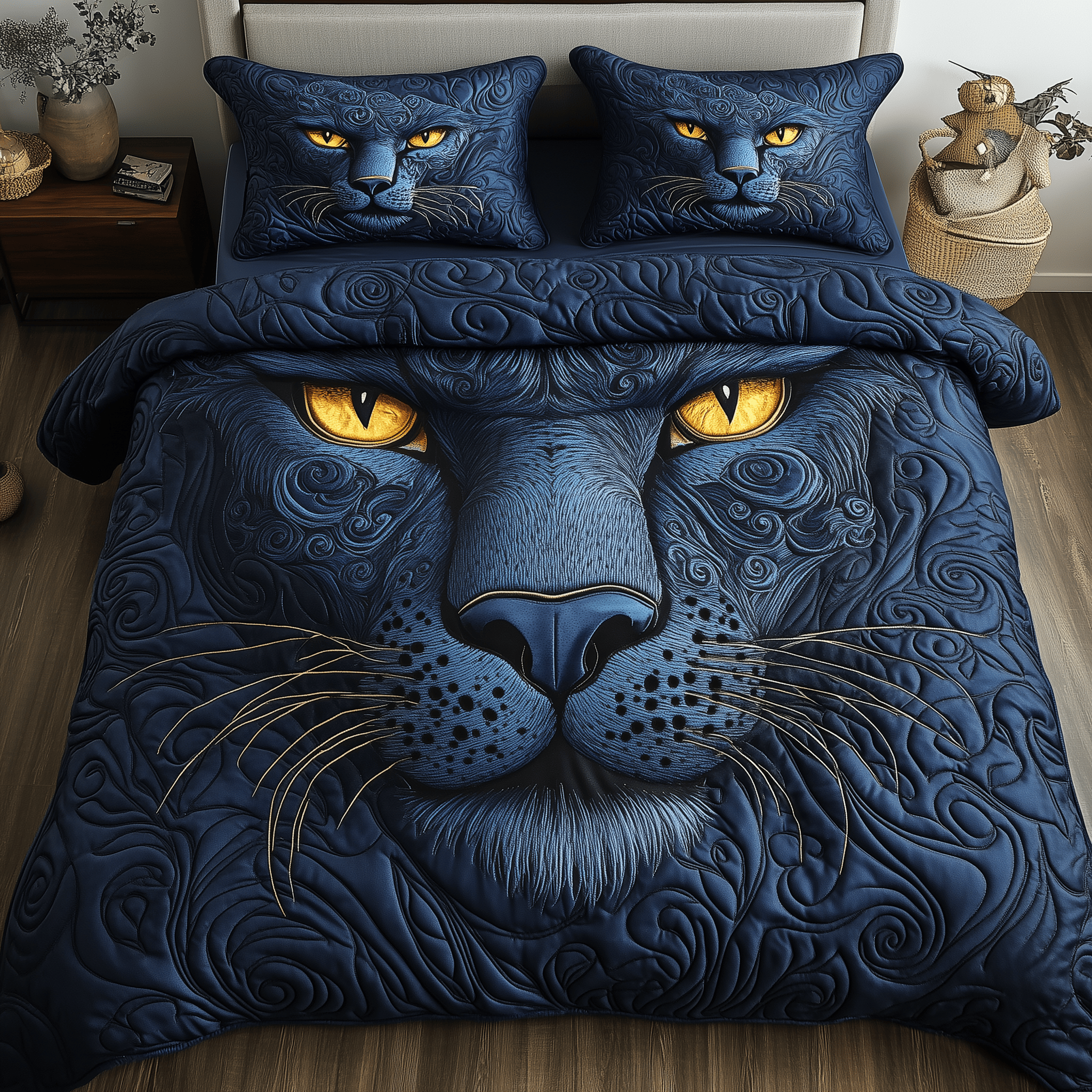 Blue Panther Quilted Bedding Set Good Christmas Gifts For Brother