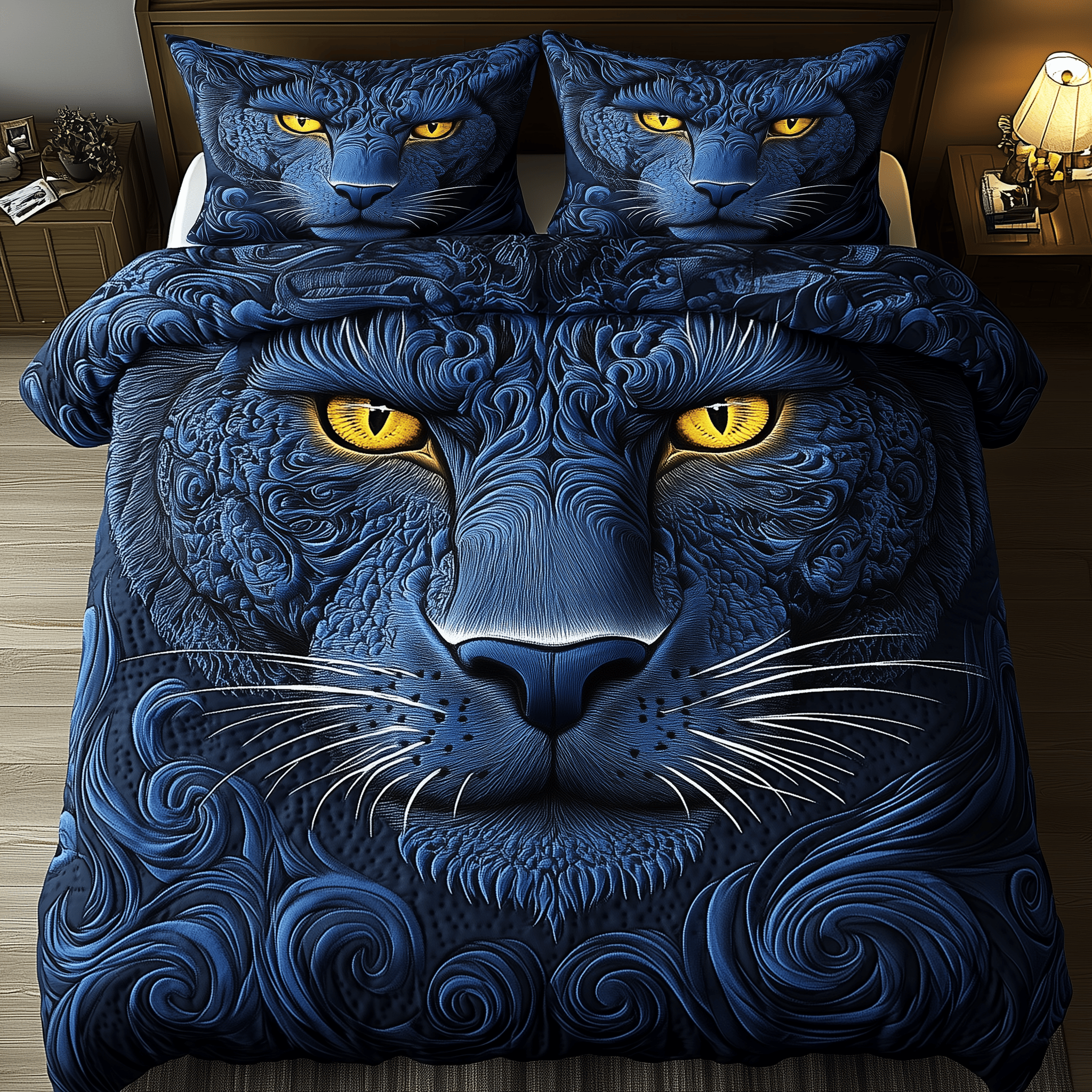 Blue Panther Quilted Bedding Set Great Gifts For Brothers