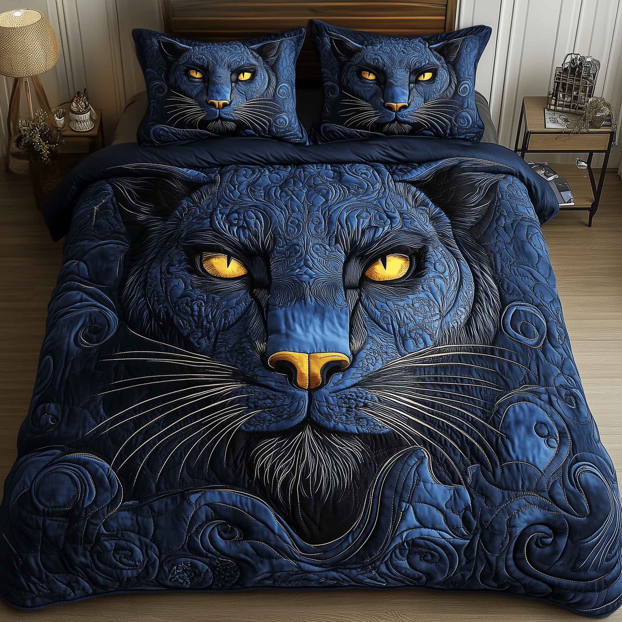 Blue Panther Quilted Bedding Set Things To Get Brother For Christmas