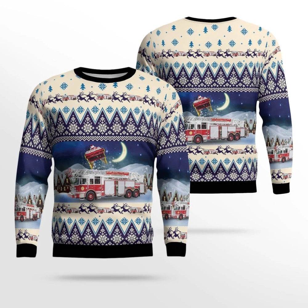 Blue Point, New York Fire Department AOP Ugly Sweater Unisex Christmas Gift