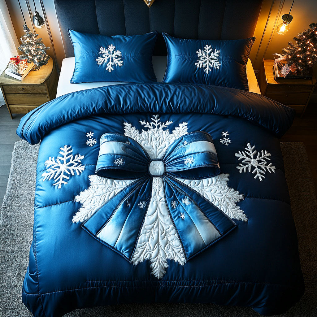 Blue Ribbon Quilted Bedding Set Xmas Duvet Sets Family Ideas For Christmas Gifts