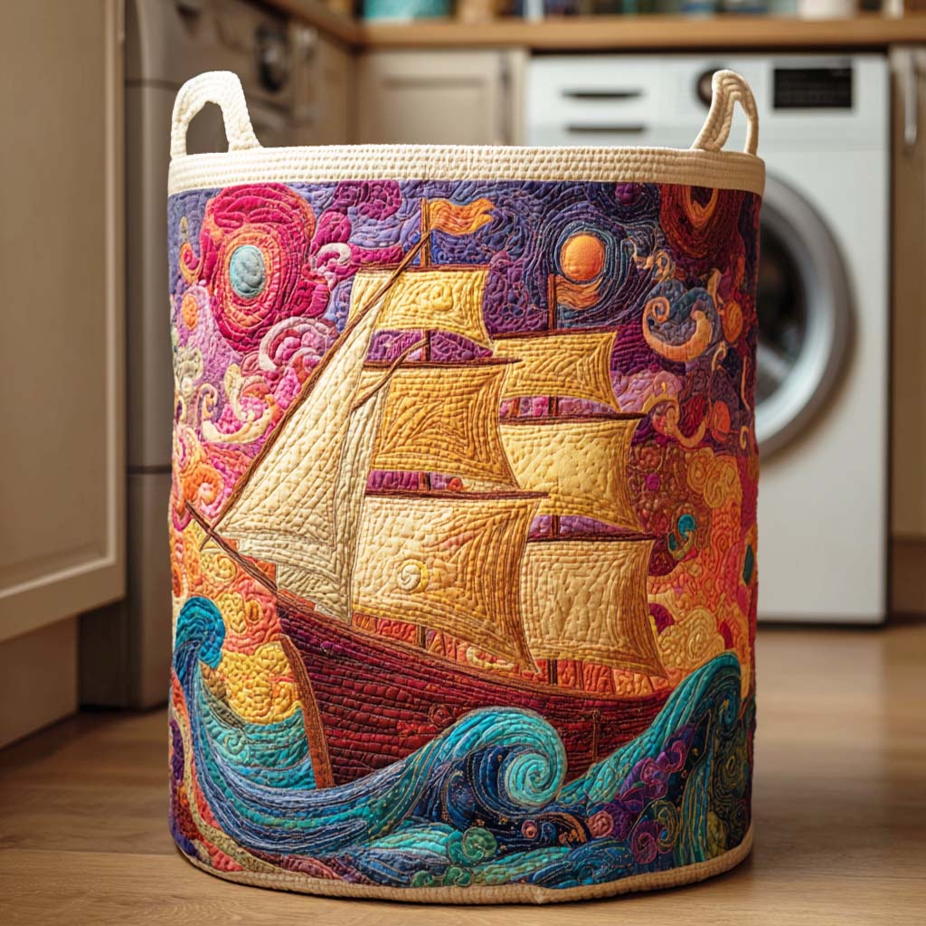 Blue Sail Quilted Laundry Basket Merch For Kids