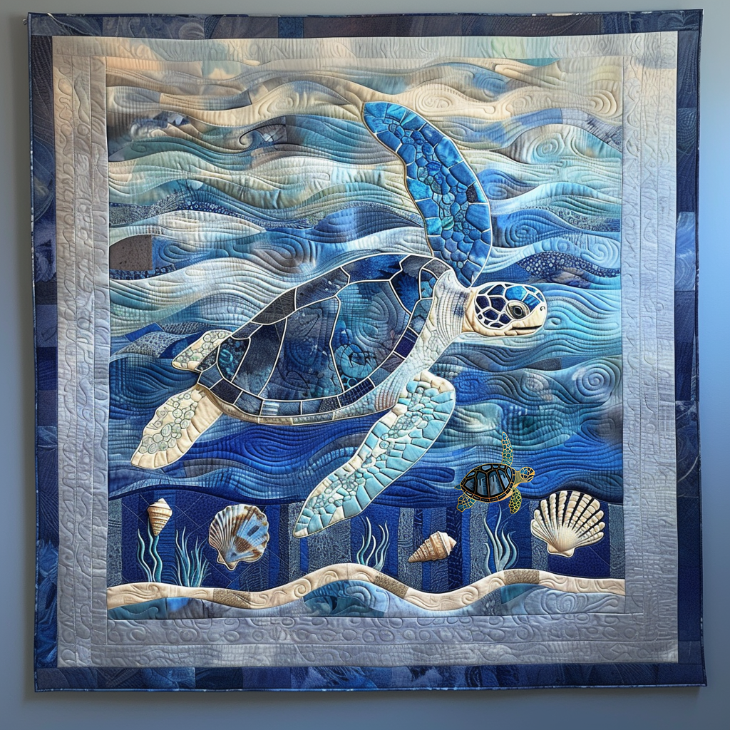 Blue Sea Turtle Quilt Blanket Throws And Blankets Mother's Day Gifts For Elderly