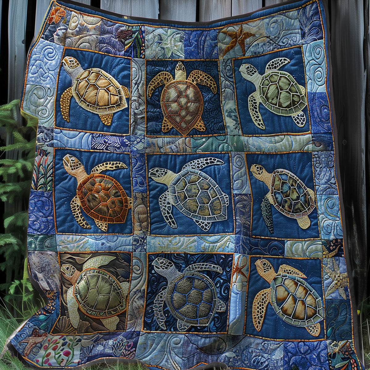 Blue Sea Turtles Quilt Blanket Christmas Throws Sea Turtle Gifts For Mom