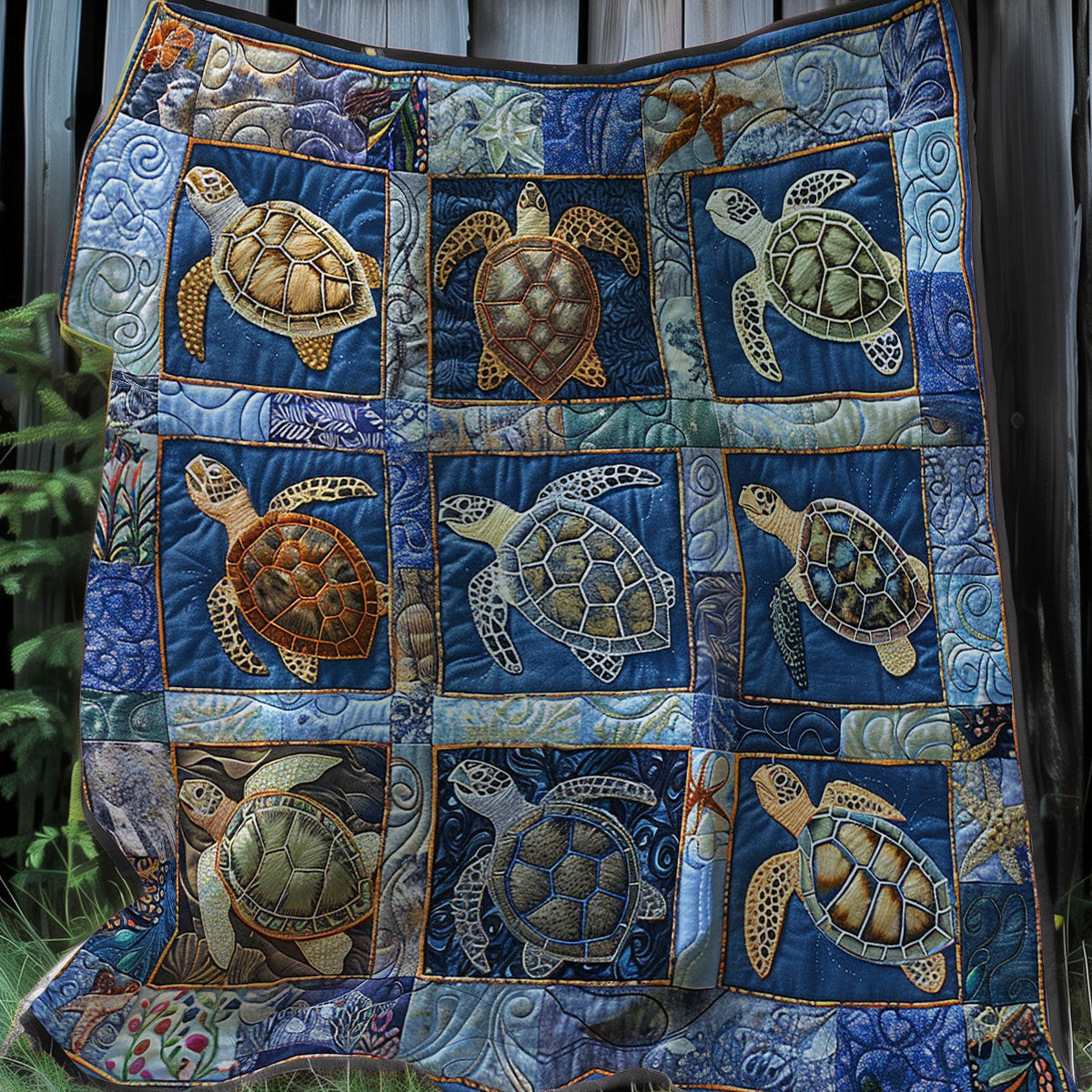 Blue Sea Turtles Quilt Blanket Couch Blanket Meaningful Gifts For Mom