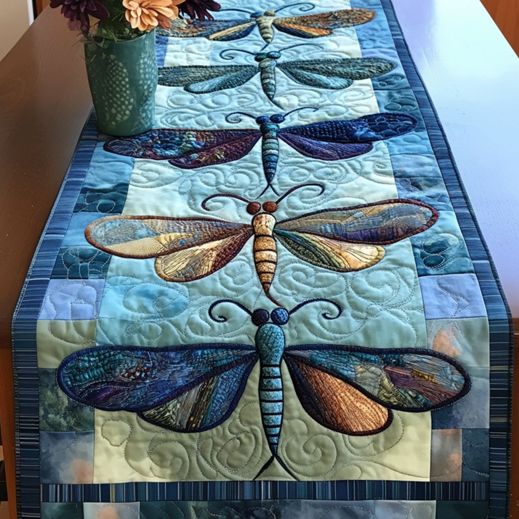 Blue Serenity Quilted Table Runner Dining Table Decor Ideas Dragonfly Gifts For Men