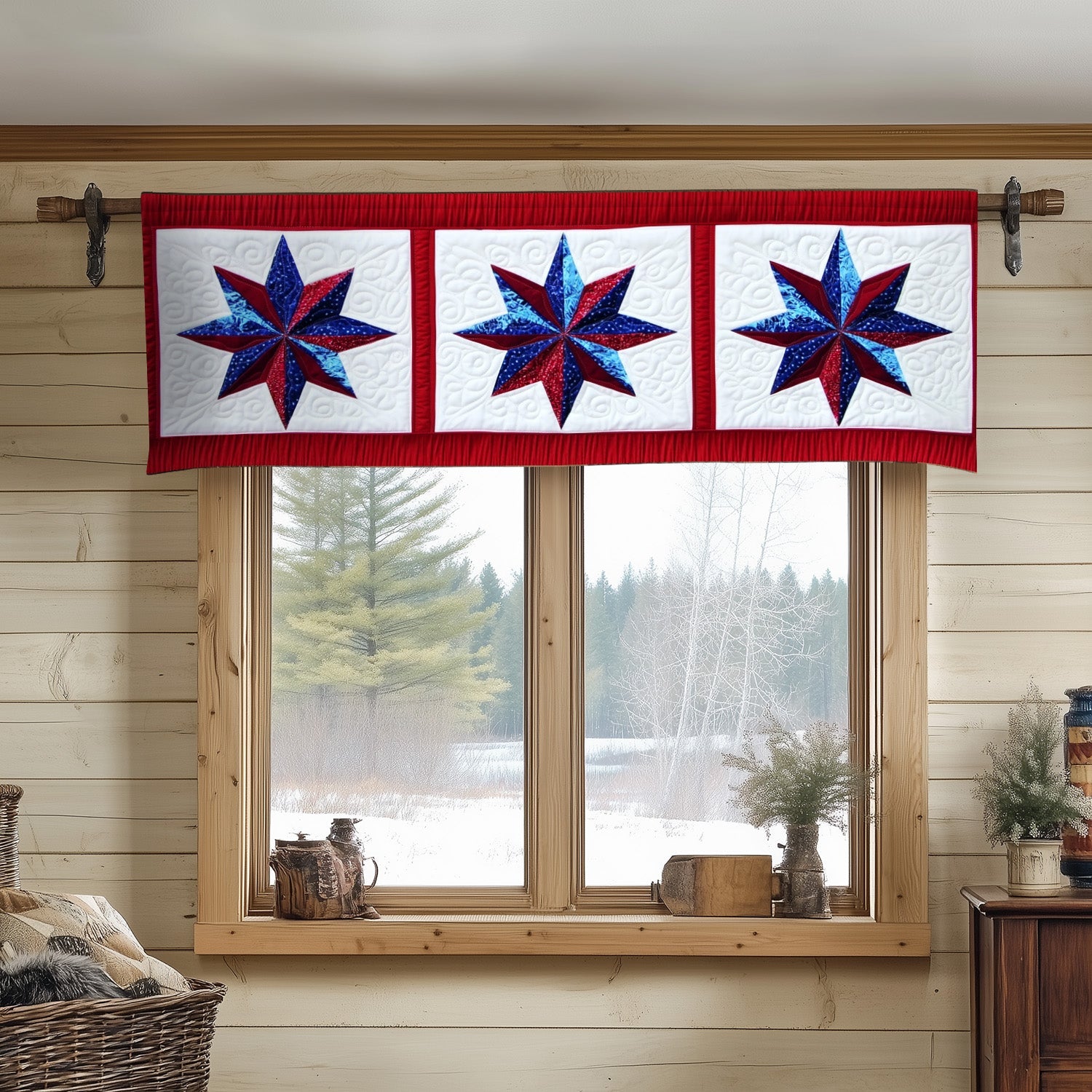 Blue Starry Quilted Valance Country Style Quilted Valance Christmas Gifts For Relatives