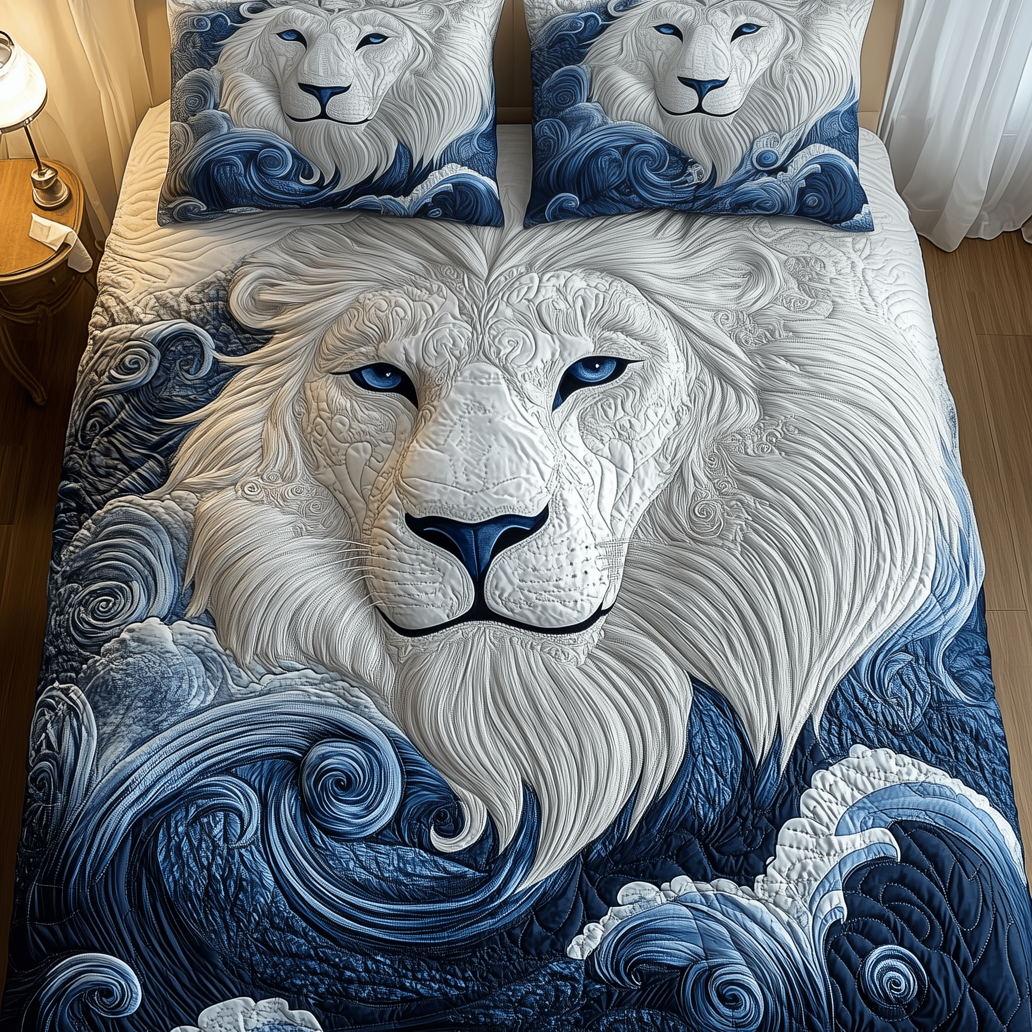 Blue Swirl Lion King Quilted Bedding Set Christmas Gift For Brother