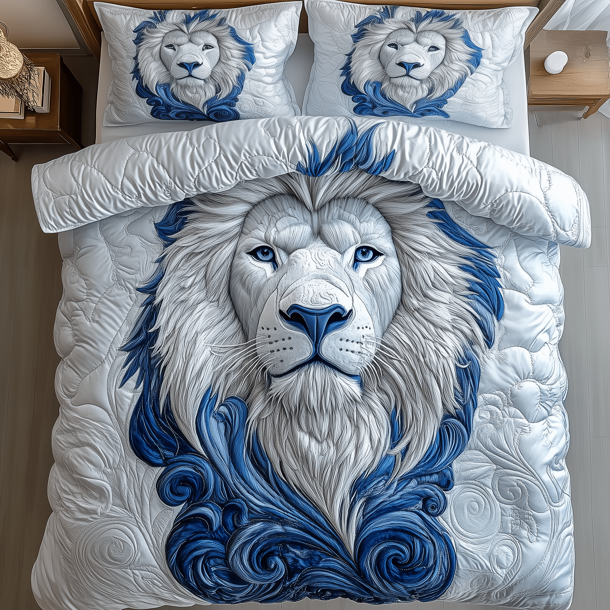 Blue Swirl Lion King Quilted Bedding Set Christmas Presents For Brother