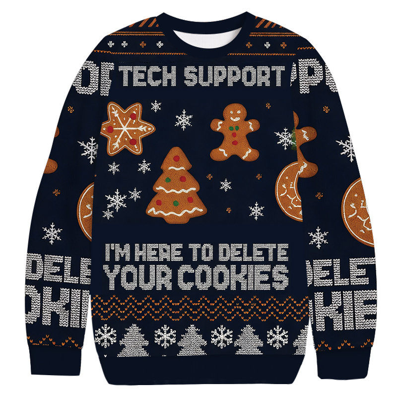 Blue Tech Support Computer Programmer Christmas Ugly Sweatshirt Holiday Lounge Wear Top Gift Ideas