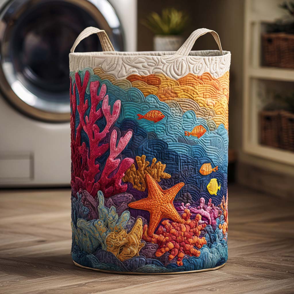 Blue Tide Quilted Laundry Basket Merch For Dad