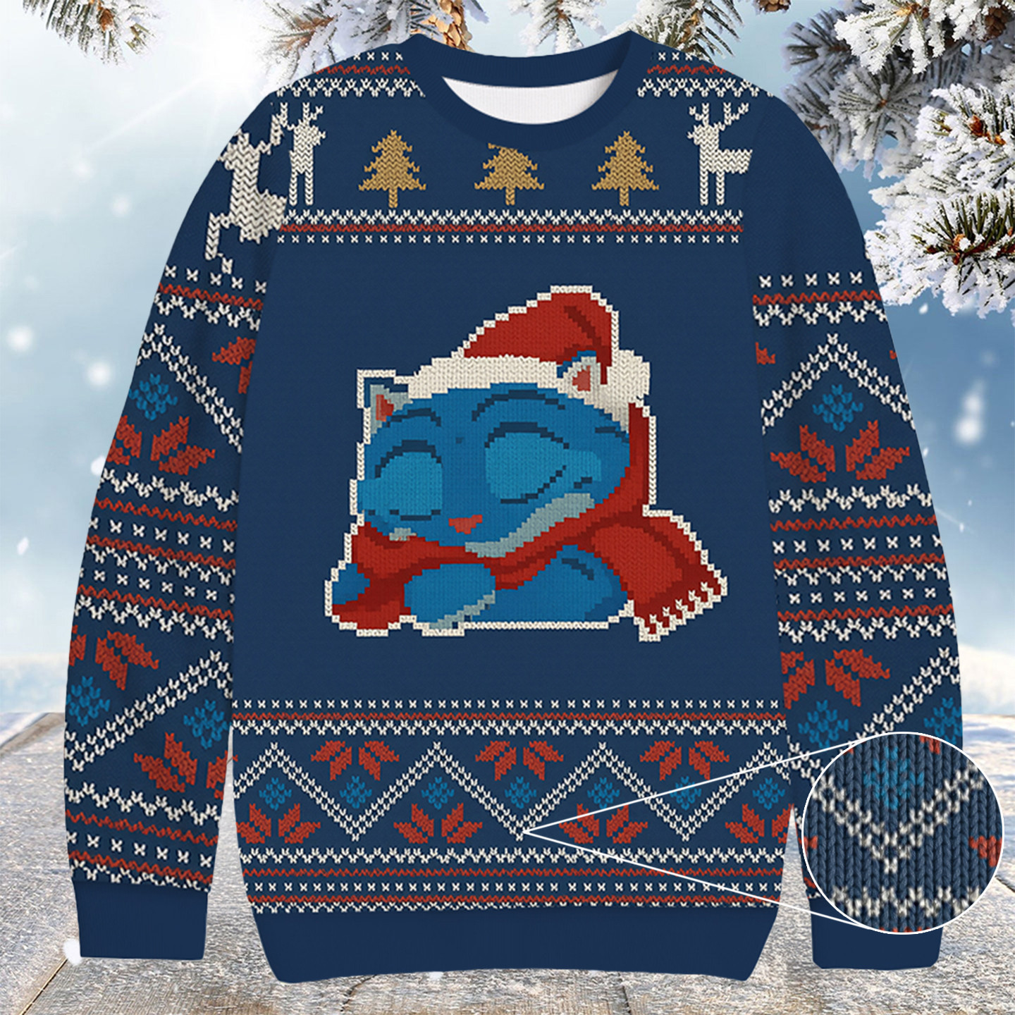 Blue Tiger Sleeping Christmas Ugly Sweater Christmas Presents For Brother