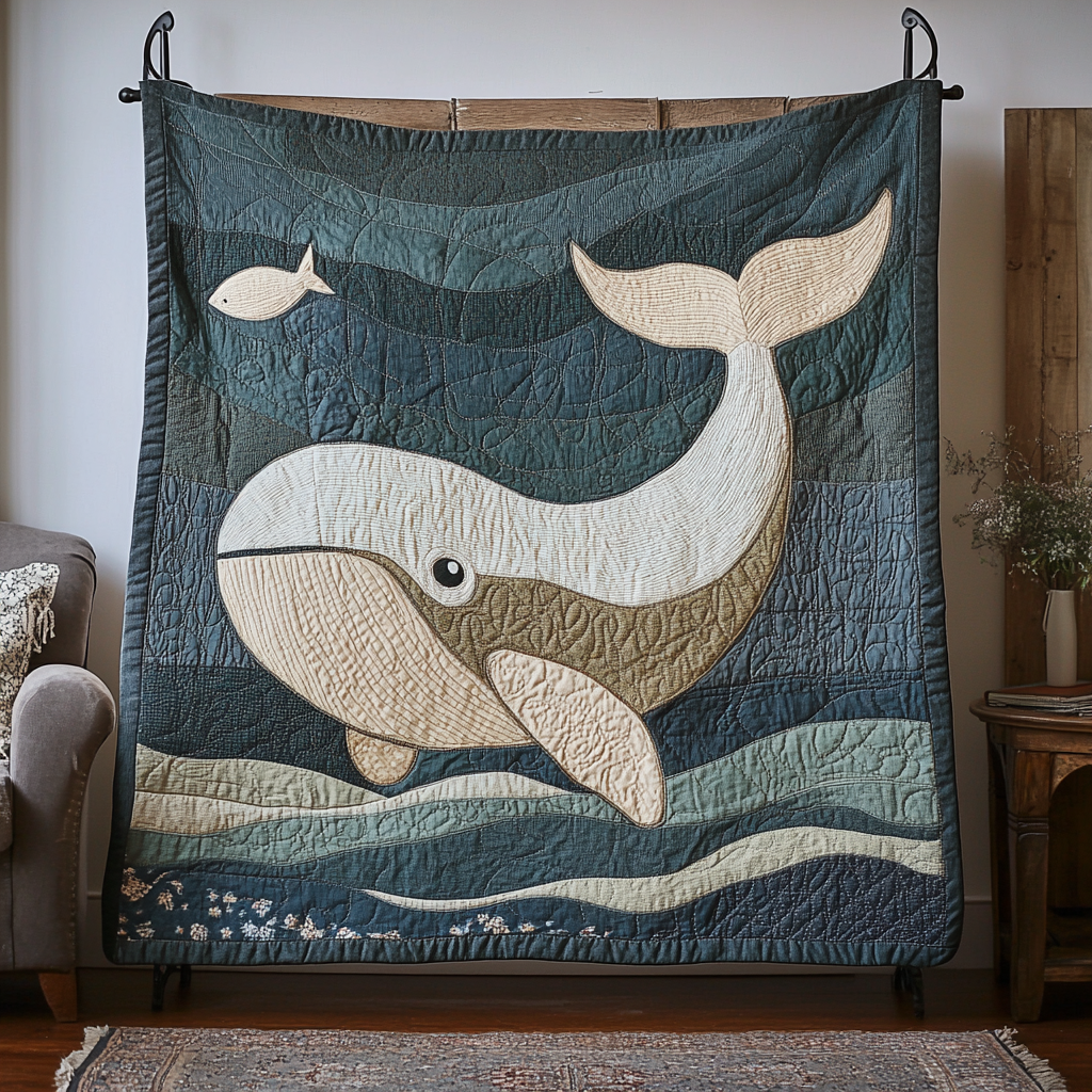 Blue Titan Quilted Blanket Sofa Couch Throw Blanket Best Unique Gifts For Whale Lovers