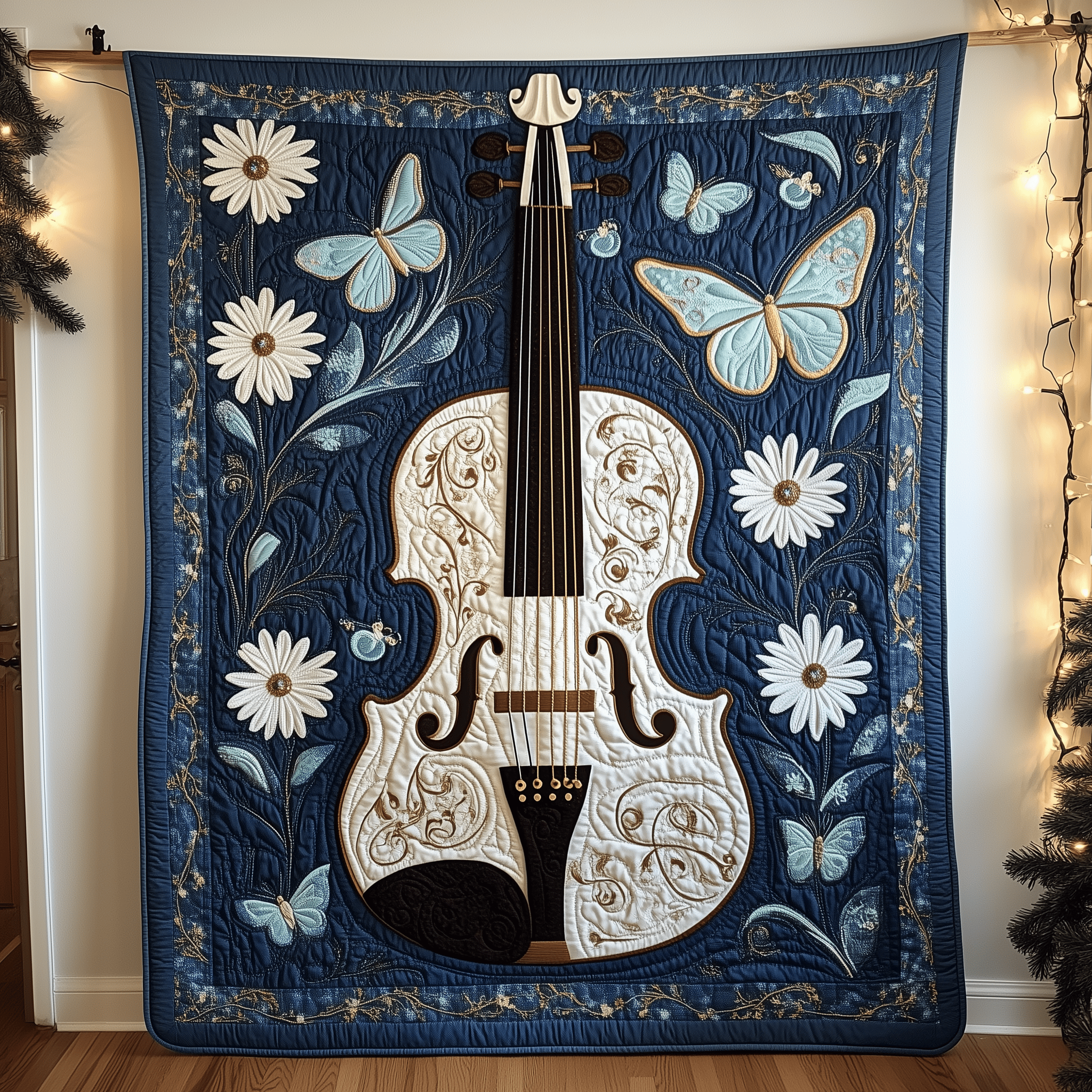 Blue Violin Quilted Blanket Christmas Throw Blanket Christmas Ideas For Mom
