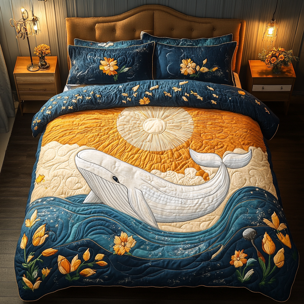 Blue Whale Quilted Bedding Set Best Comforter Sets Whale Themed Gifts