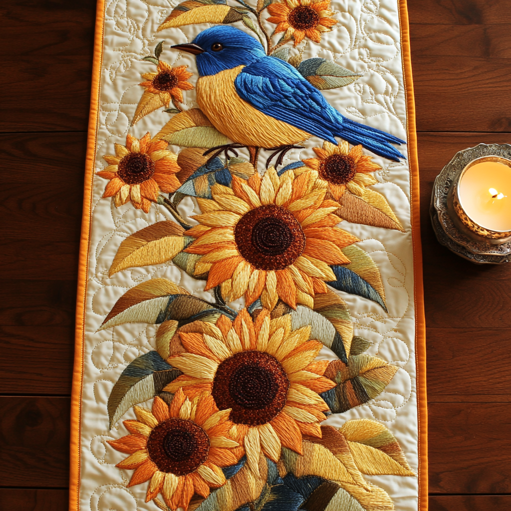 Blue Whisper Quilted Table Runner Dining Table Ideas Gifts For Sunflower Lovers