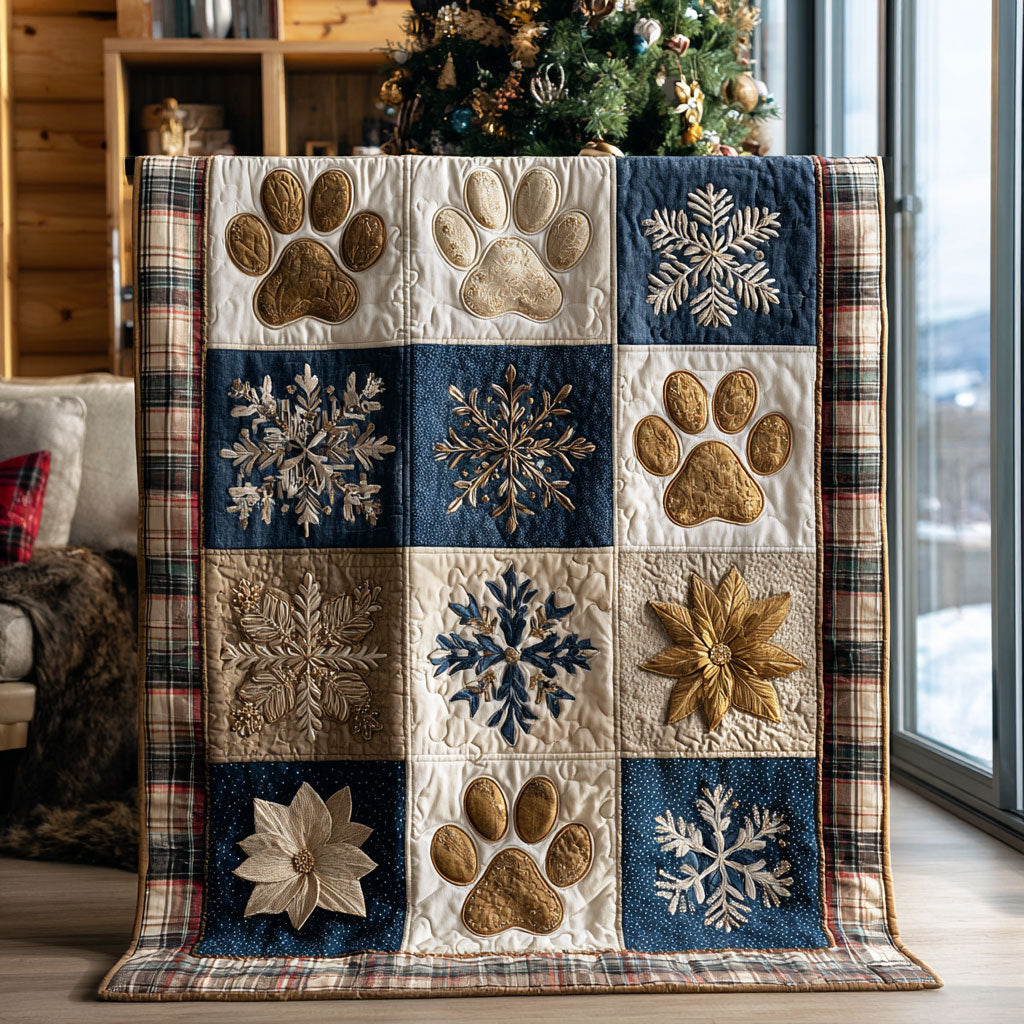Blue Winter Paws Quilt Blanket Gifts For Brother And Sister In Law Christmas