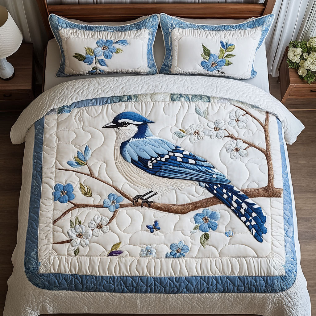 Bluebird Blossoms Quilted Bedding Set Bedroom Decor Ideas Great Gifts For Bird Lovers