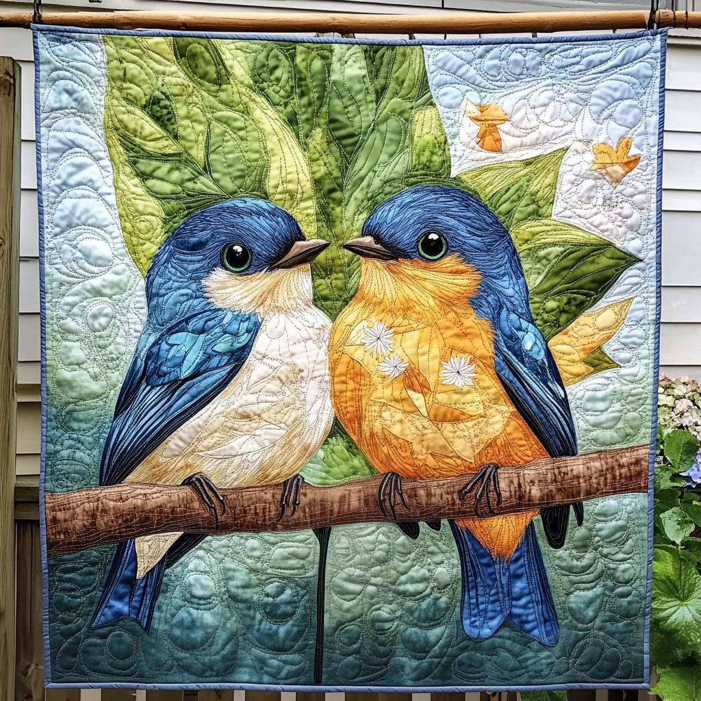 Bluebird Pair Quilted Blanket Gift Ideas For Bird Lovers