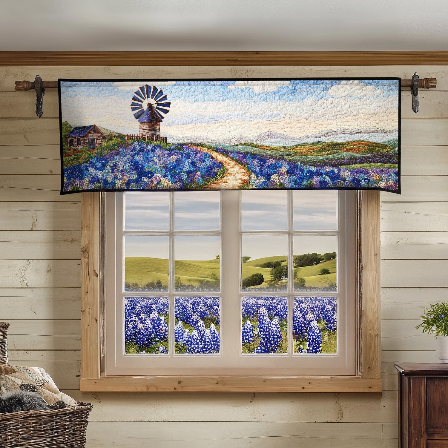 Bluebonnet Bliss Quilted Valance Window Valances For Living Room Meaningful Gifts For Grandma
