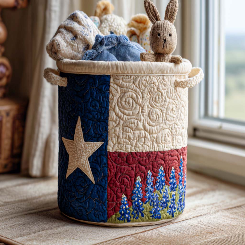 Bluebonnet Breeze Trail Quilted Laundry Basket Holiday Favorite Gift