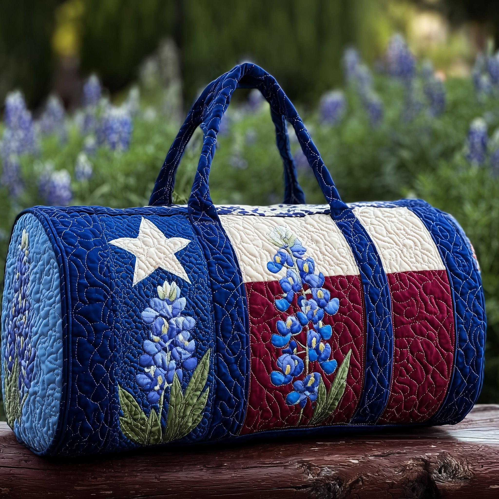 Bluebonnet Charm Quilted Duffle Bag Graduation Gift Idea