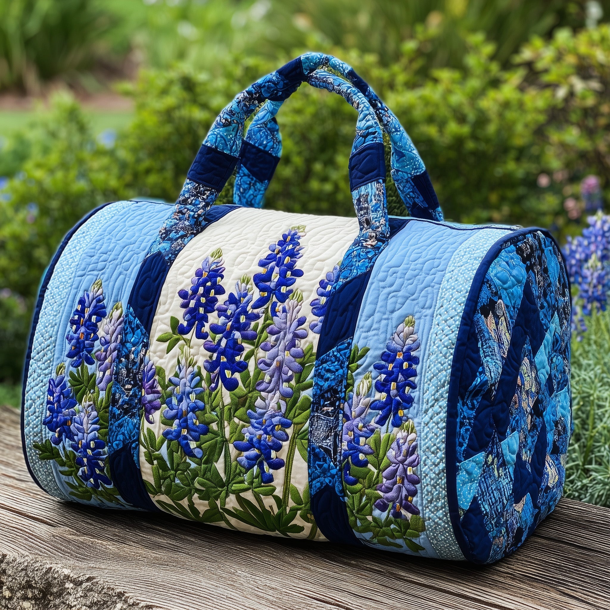 Bluebonnet Charm Quilted Duffle Bag Halloween Gift Idea